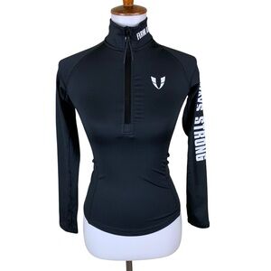 Firm Abs Black Quarter Zip Athletic Top Gym Activewear XXS